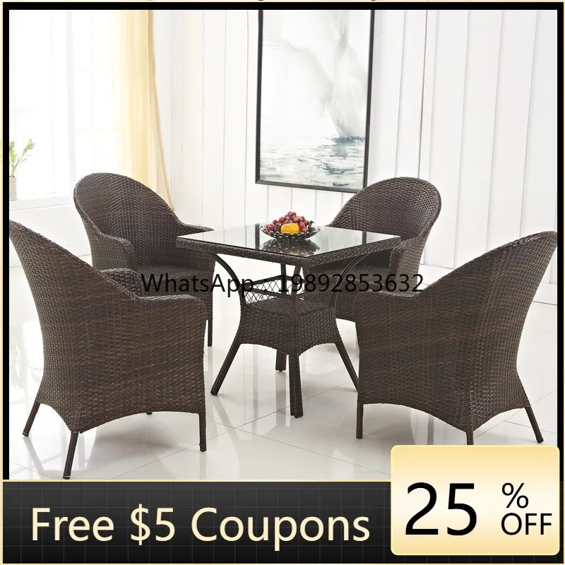 HYS outdoor leisure rattan chair coffee table combination outdoor courtyard garden hotel restaurant balcony square table rattan