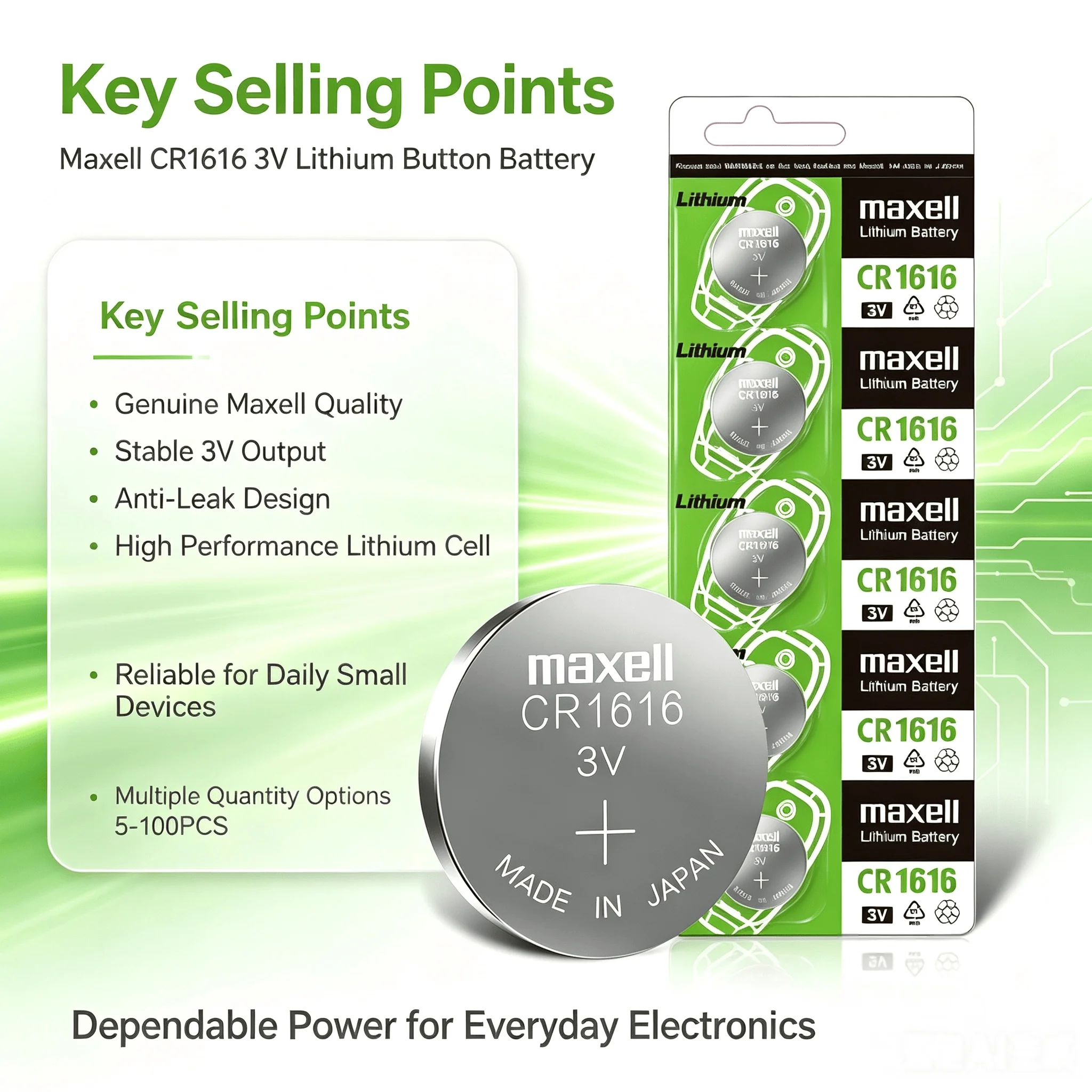 5-100PCS Original Maxell CR1616 3V Anti-Leak Lithium Button Battery For Watch Calculator Clock Remote Control Toys view 6