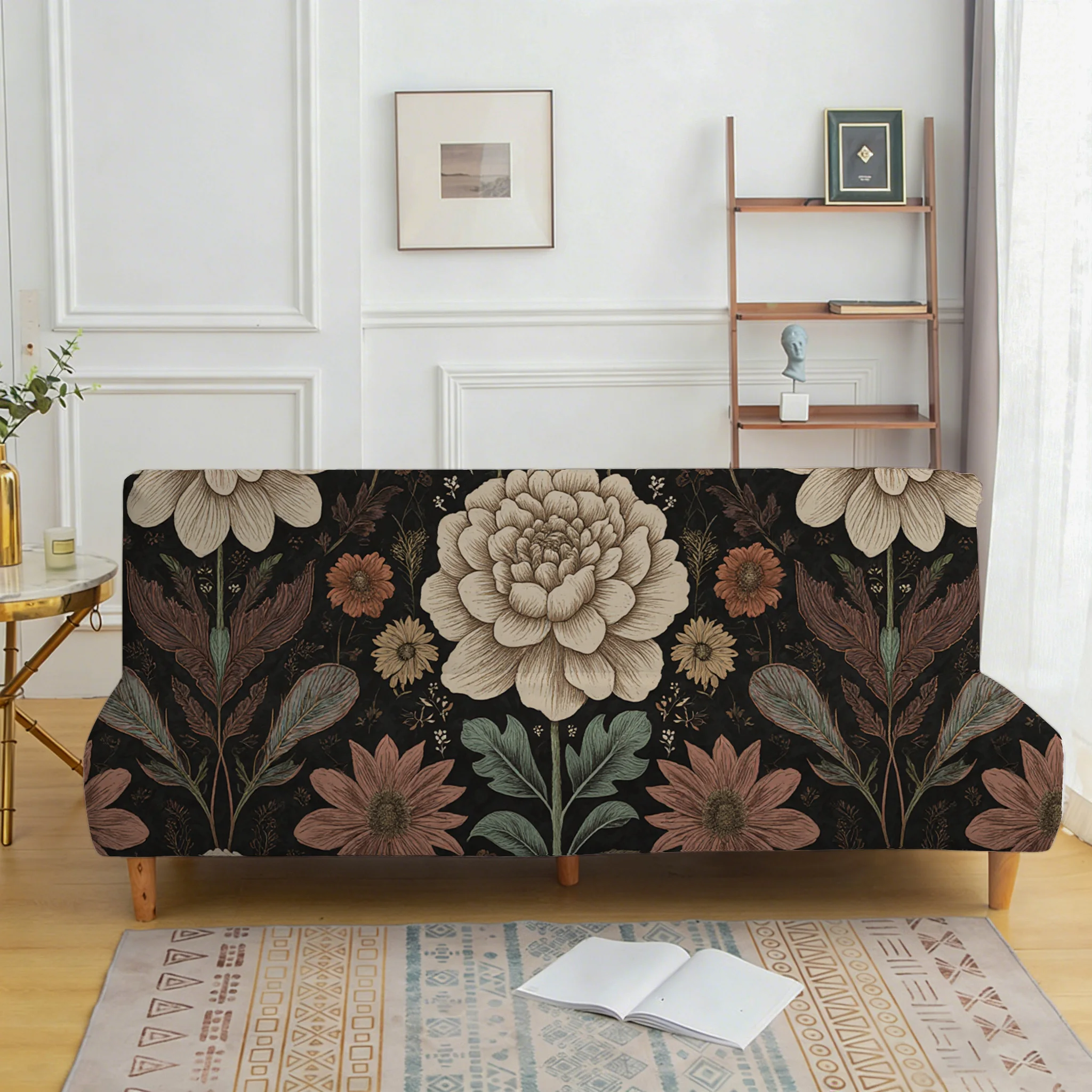 

Ретро-покрывало для дивана с американским цветочным принтом, универсальный пылезащитный чехол, простая установка, можно стирать в машине.