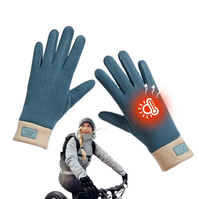 Riding Thermal Gloves Touchscreen Winter Warm Mitts Outstanding Heat Retention Bike Outdoor Muffs Full Finger Soft Fluffy Gloves