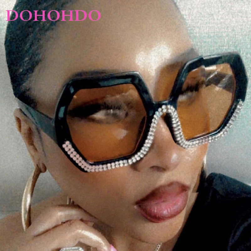 

Fashion Polygon Imitation Diamond Sunglasses Women Men New Trend Luxury Brand Designer Travel Driving Sun Glasses UV400 Lentes