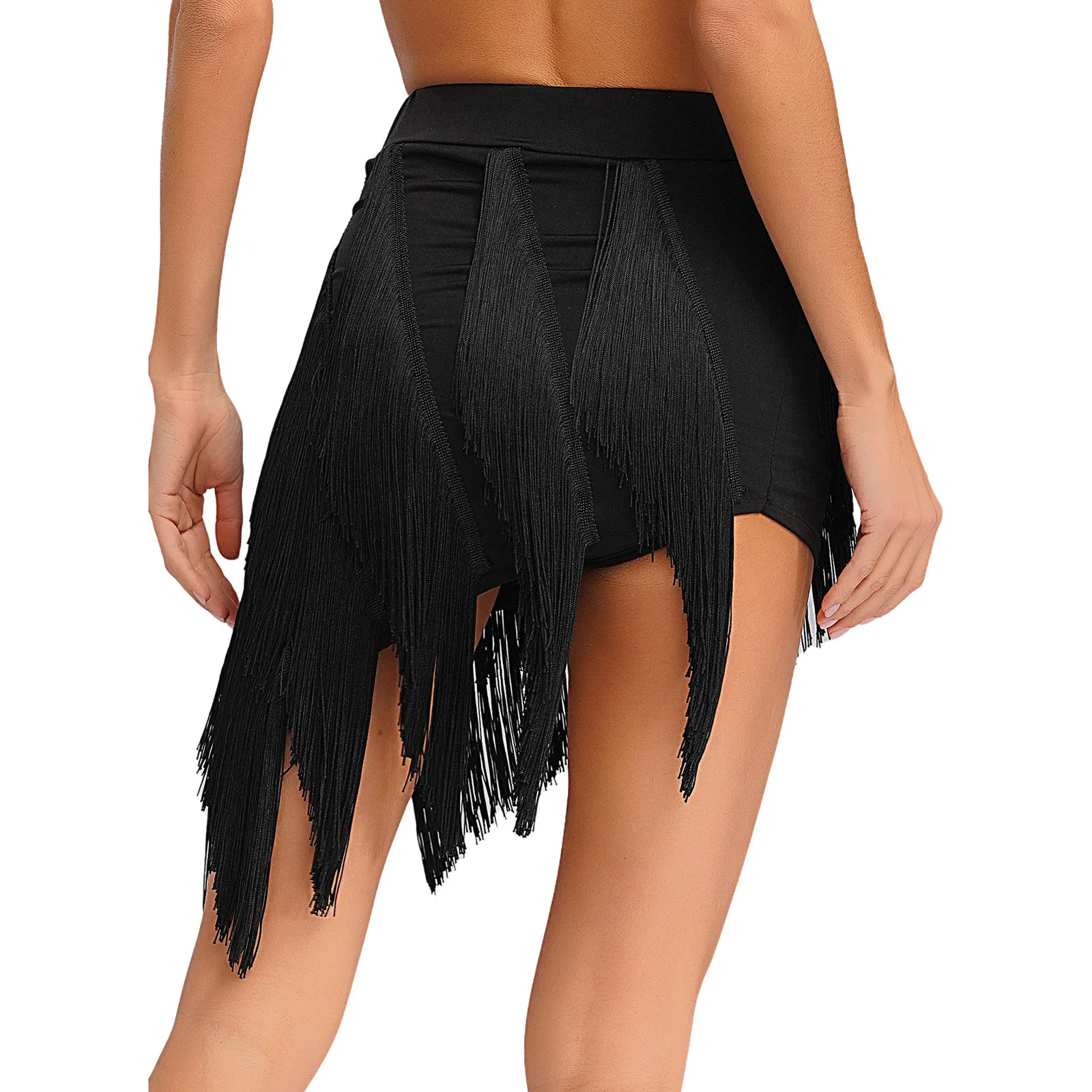 Gelaagde Kwastje Vrouwen Klassieke Latin Dans Kostuums Onregelmatige Rok Dame Salsa Chacha Tango Rumba Optredens Competitie Jurk