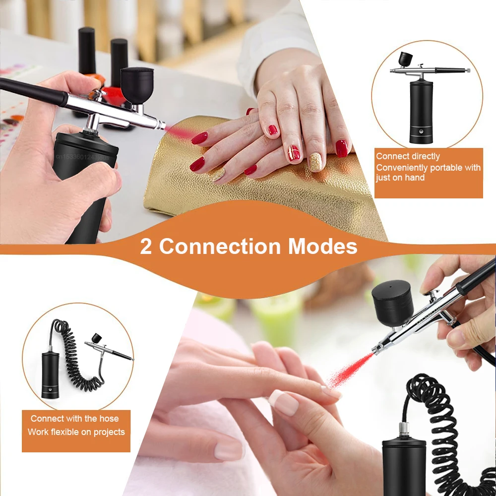 Airbrush with Compressor Airbrush Spray Gun for Paint Painting Modeling Crafts Nail Art Cake Portable Wireless Spray Gun Kit