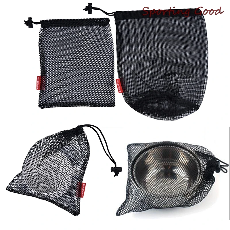 

High Quality Nylon Mesh Drawstring Bag For Cutlery Bottle Pot Pan Kettle Mesh Storage Ditty Bag Travel Stuff Sack