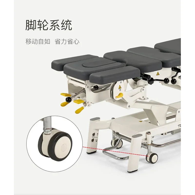 Fairworth380 5-teiliger elektrischer Chiropraktik-Behandlungstisch Lendenwirbelsäule Chiropraktikbett mit vertikaler und seitlicher Flexion für Therapie