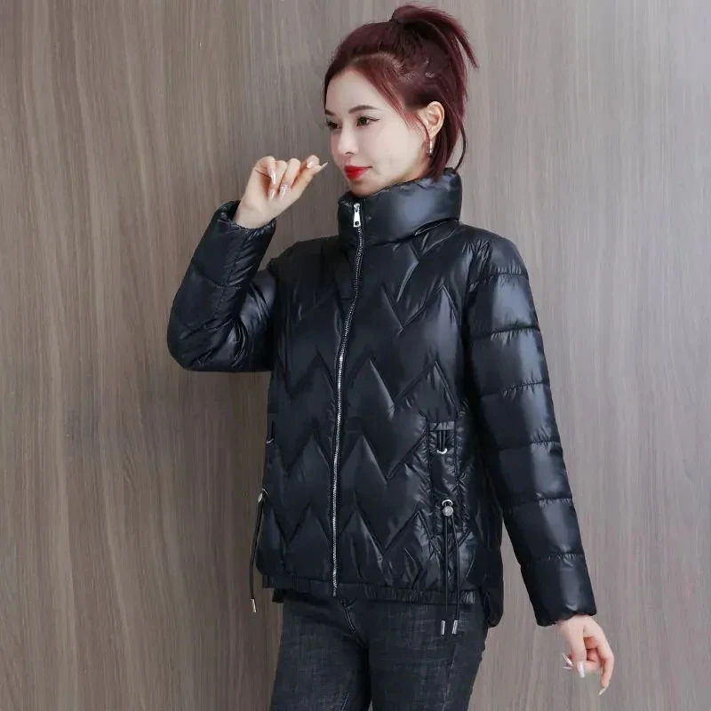 Parkas coreanas para mujer, chaquetas cortas de algodón con cuello levantado, ropa de abrigo informal gruesa, Tops holgados cálidos para mujer, invierno, 2023