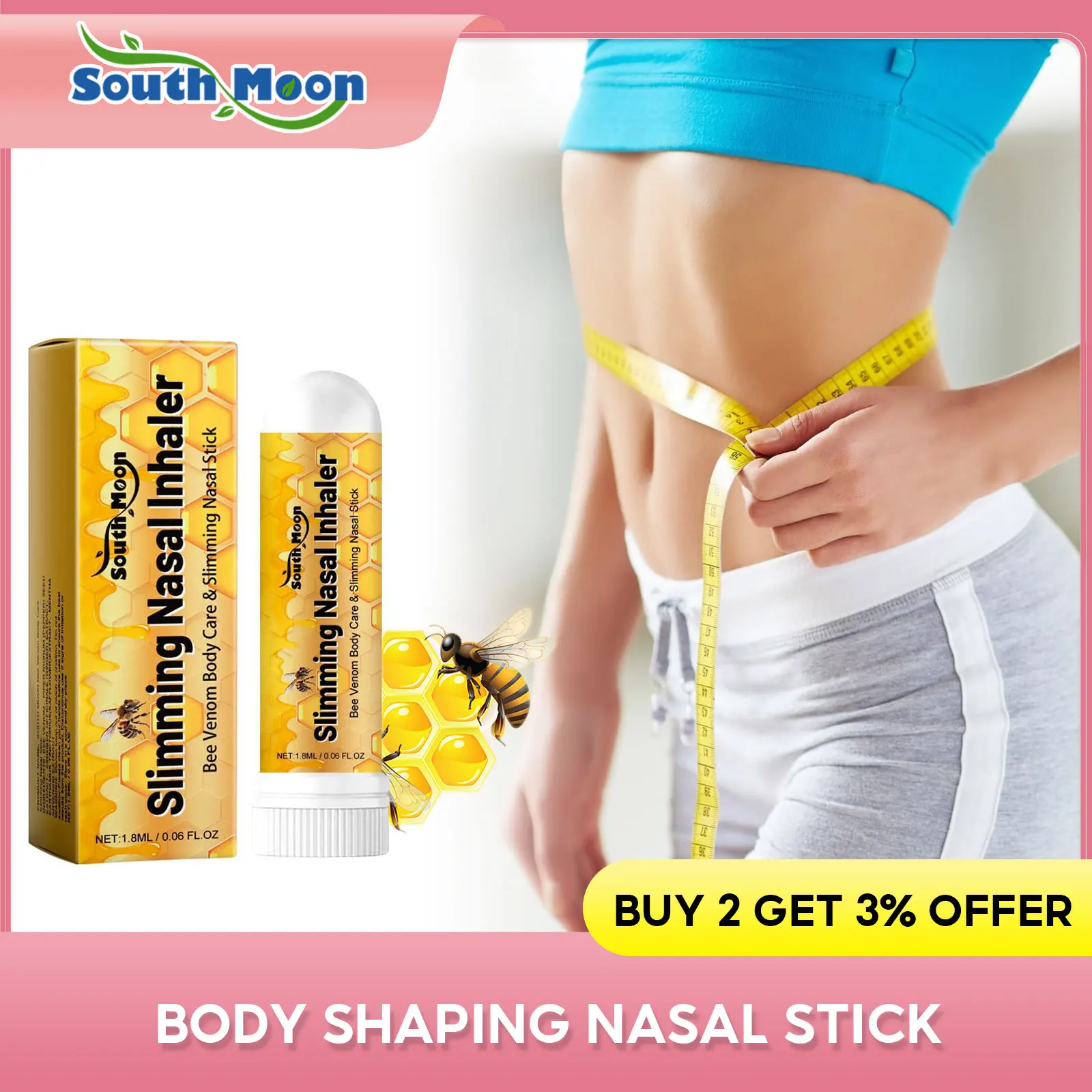 Bee Venom Body Shaping Nasal Stick Anti-Cellulite Remove Belly Waist Arms Leg Fat Burning Promote Metabolism Detox Breath Stick