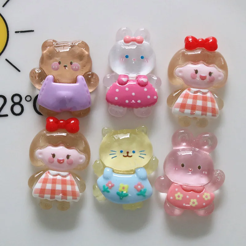 10pcs Mini Kawaii Cute Girl Rabbit Flat Back Cabochons Scrapbook Diy Party Hairpin Jewelry Accessories Home Decoration Craft