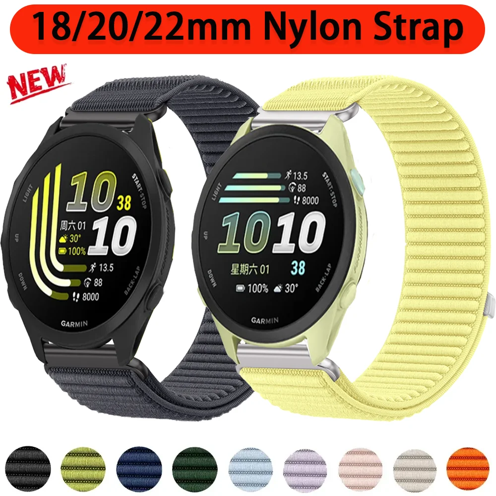 18/20/22mm Sport Nylon-Schlaufenarmband für Garmin Forerunner 170 70 570 42/47mm 970 965 955 265 165 55 Active 6 5 Venu 4 3 Armband