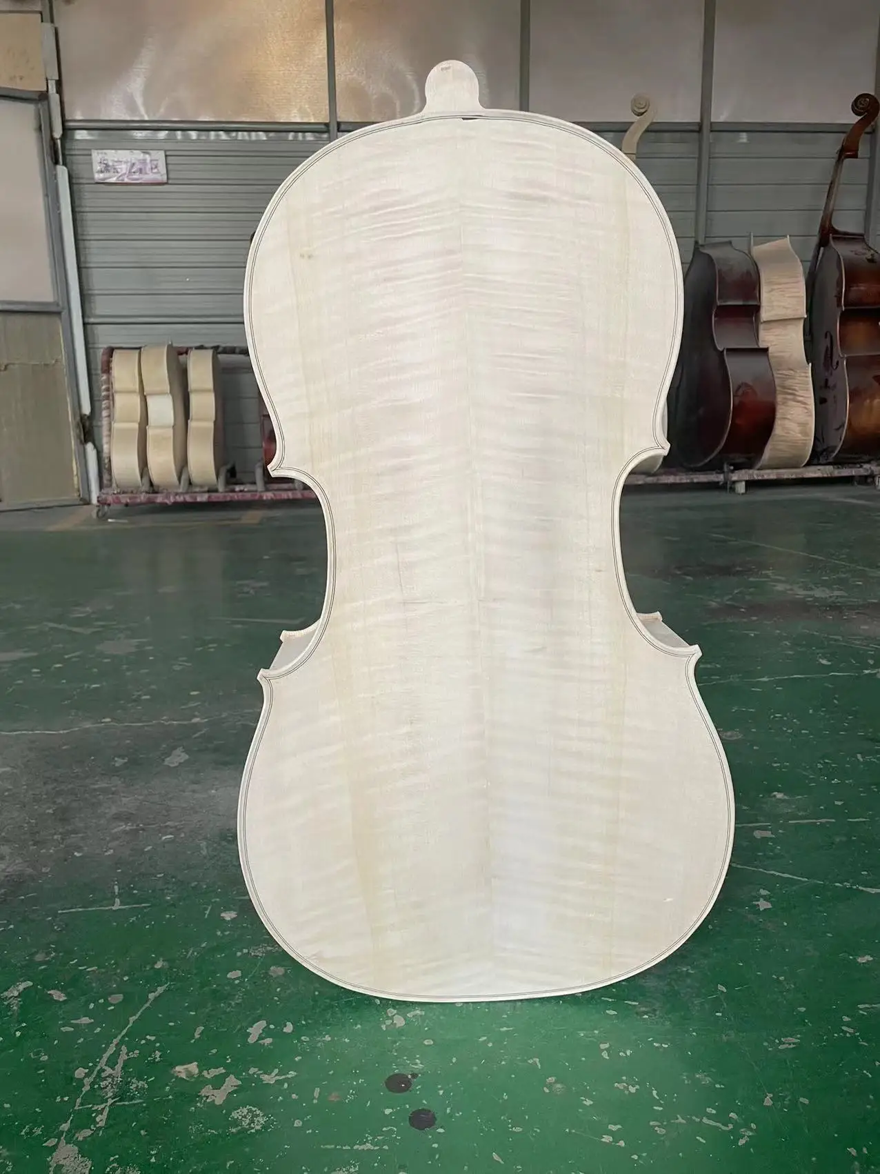 

All European Solid Wood White Cello Body 4/4 Stradi Model 100% Handmade Unfinished Spruce Top Flamed Maple Back Cello Undyed
