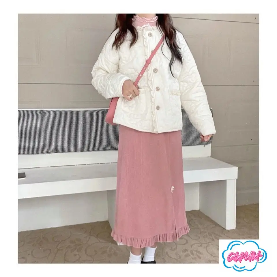 اليابانية الخريف والشتاء فتاة ناعمة جديدة الرجعية سروال قصير عالية الخصر انقسام تصميم الشعور تنوعا فضفاضة المتوسطة والطويلة تنورة