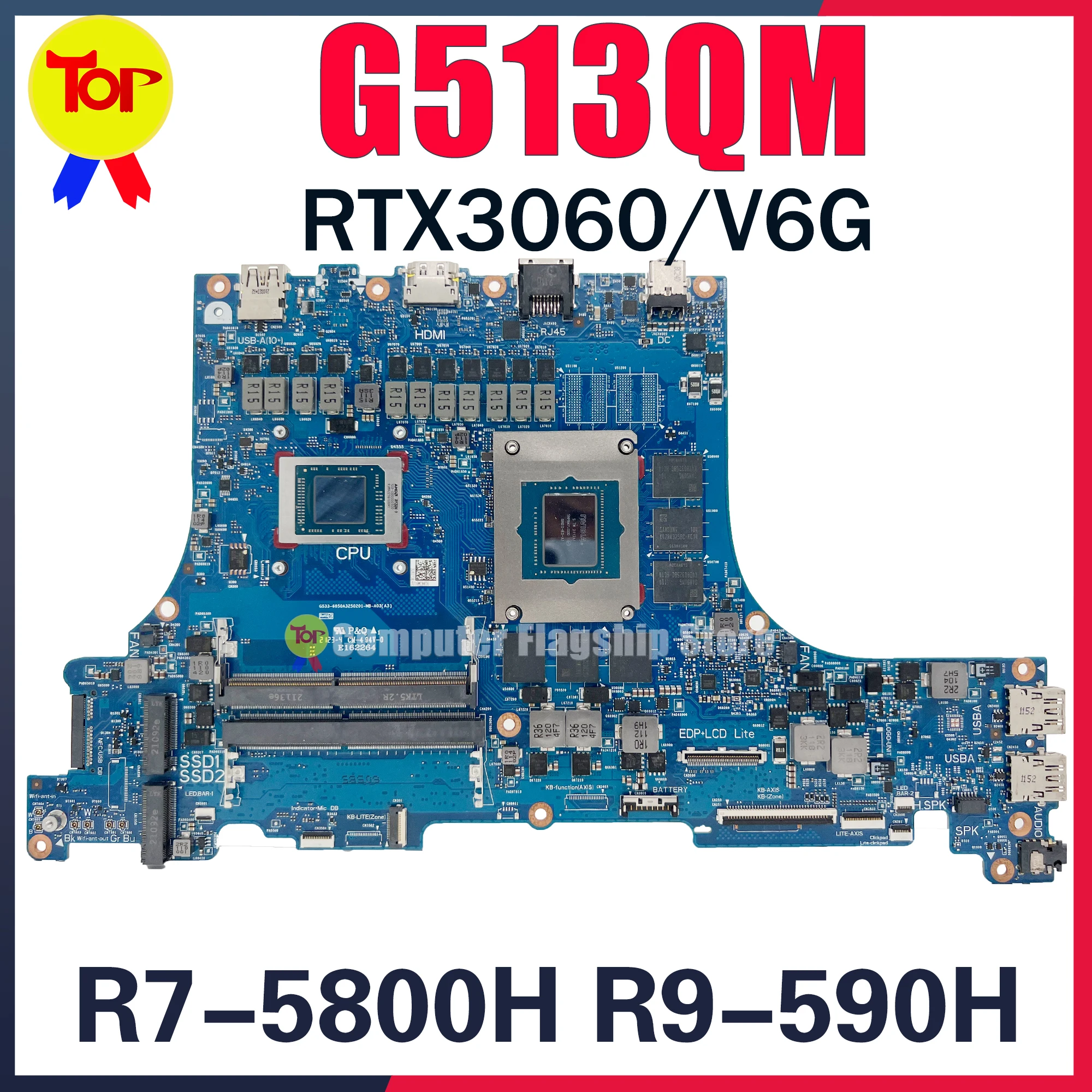 G513Q اللوحة الأم لأجهزة الكمبيوتر المحمول ASUS ROG Strix G513QR G513QM R7-5800H R9-5900H RTX3060/V6G اللوحة الرئيسية 100% Testd