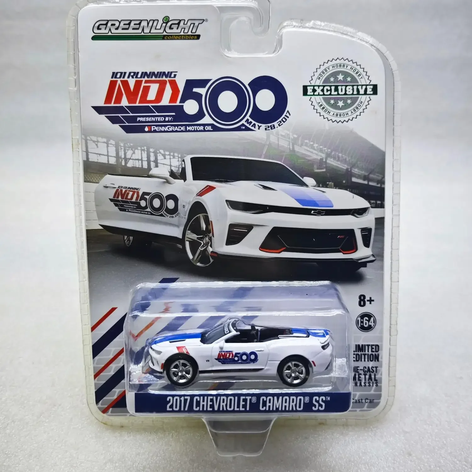 الضوء الأخضر 1:64 2017 كامارو SS-101 تشغيل إيندي 500 نماذج سيارات مصنوعة من خليط معدني، مقتنيات، هدية للأطفال وضع السيارة من السبائك #1