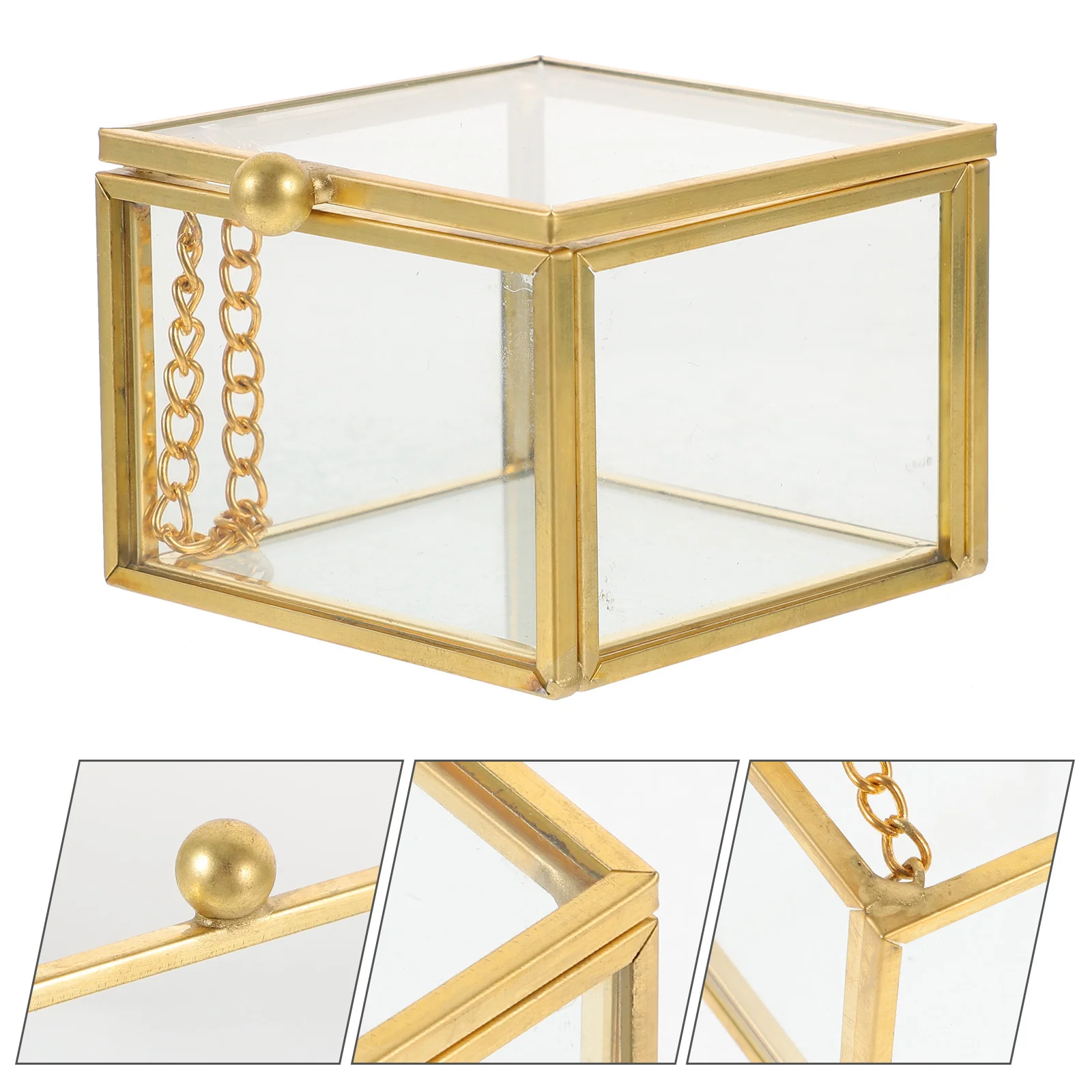 

Vintage Glass Jewelry Box Chic Decorative Keepsake Case Retro Style Jewelry Organizer for Home Display Clear Treasure Box