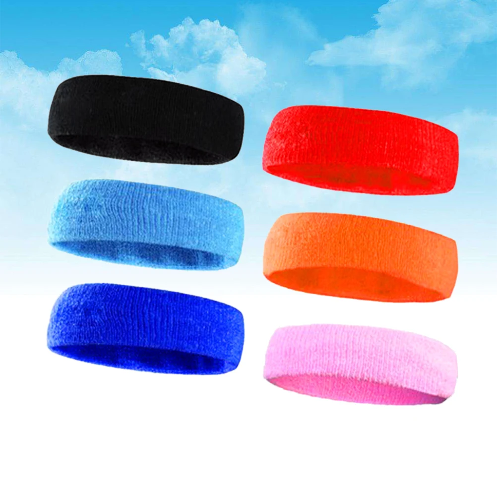 

6pcs Absorbent Sweatband For Sports Breathable Non-Slip Headband Running Yoga Fitness Exercise Headbands Men Women