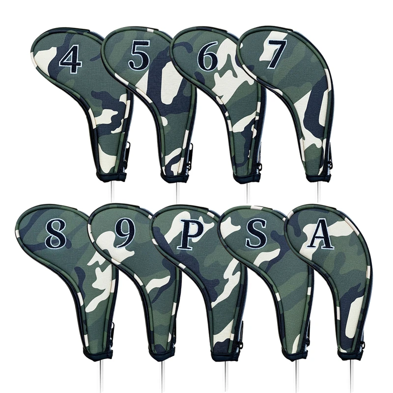 Golf Club Headcover for Irons head Camouflage Style Waterproof Golf Protect Cover  9 Pcs/set