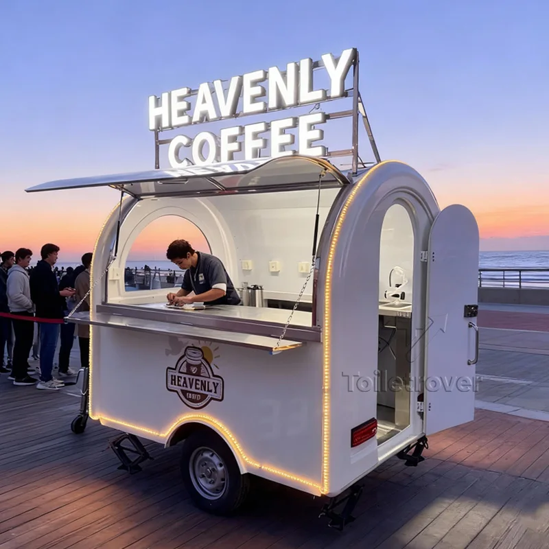 

Modern Street Food Trailer Waffle Crepe Smoothie Dessert Pancake Donut Popcorn Ice Cream Salad Bar Food Truck with Full Kitchen