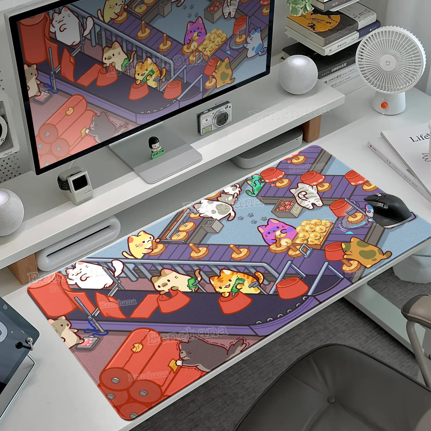

Large Gamer Mouse Pad Cute Cat Non-Slip Rubber Base Laptop Keyboard Pads Kawaii Desktop Accessories Home Setup Gaming Decoration