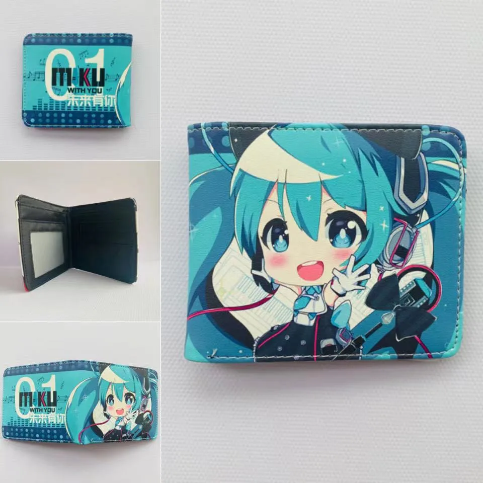 Image of Anime Hatsune Miku kurze Brieftasche Cartoon neue Pu Münz Geldbörse Karten halter Männer und Frauen Kreditkarte Lizenz Aufbewahrung tasche