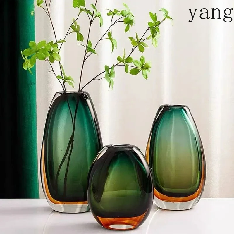 Multi-layer Painted Gradient Glass Vase Hydroponics Flower Pots Desk Decoration Artificial Floral Flowers Arrangement Vases