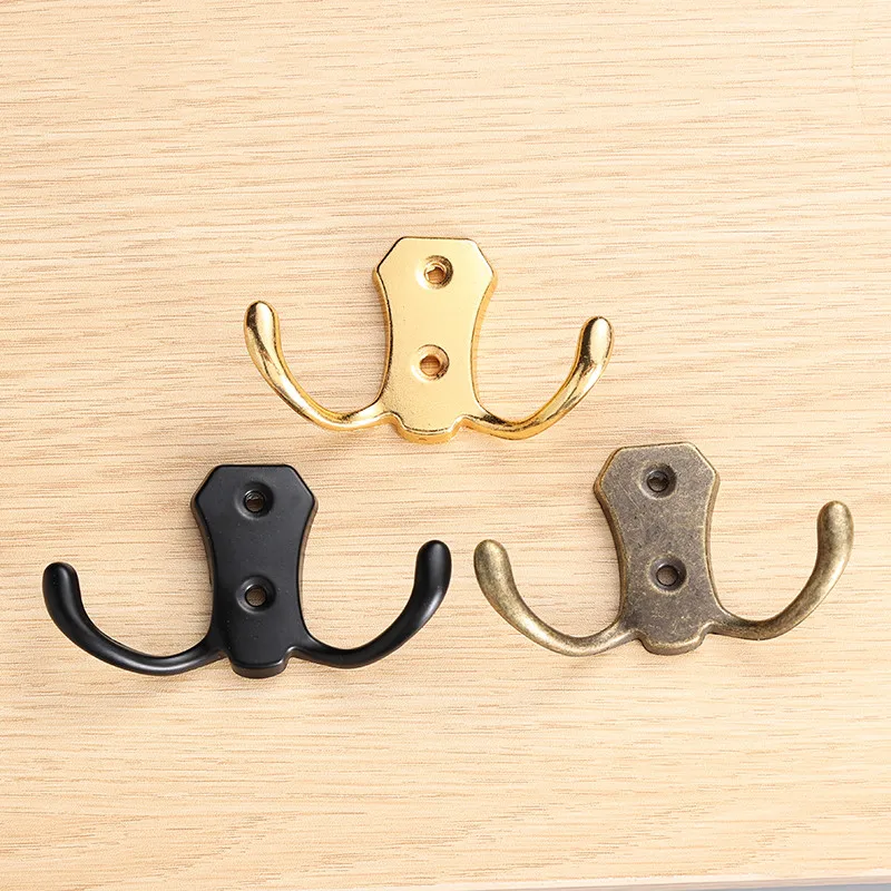 1PC Antique Bathroom Zinc Alloy Hooks Solid Coat Single Row Door Double Hangers Cloakroom Hardware with Screws