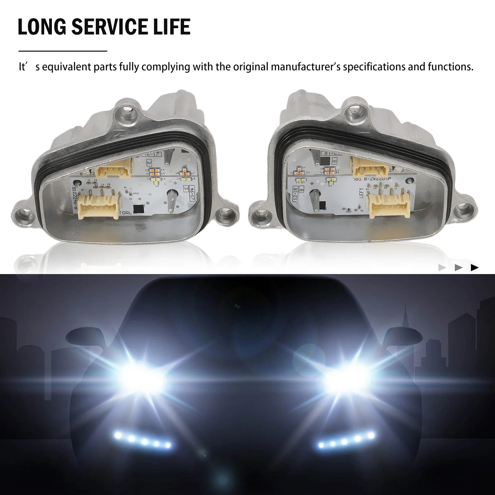 

Headlight Daytime Running Light Module DRL Chips With Heat Sink Fit For 2017-2023 Seat Arona Ibiza Replace 6F0941475 6F0941476