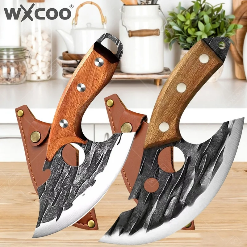 WXCOO Forging Meat Cleaver Butcher Knife Handmade Kitchen Knife Fish Fruit Cooking Tools Wood Handle Chef Knife Boning Knife