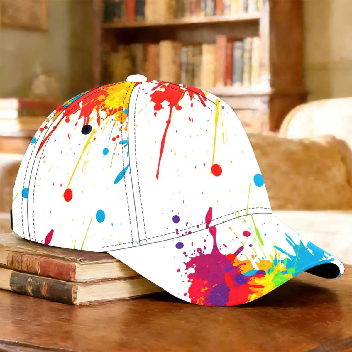 Custom 1pc Color Splash Art Baseball Cap Comfortable Hat Polyester Mother's Day Gift Patterned Cap Urban Fashion Summer Style Cy