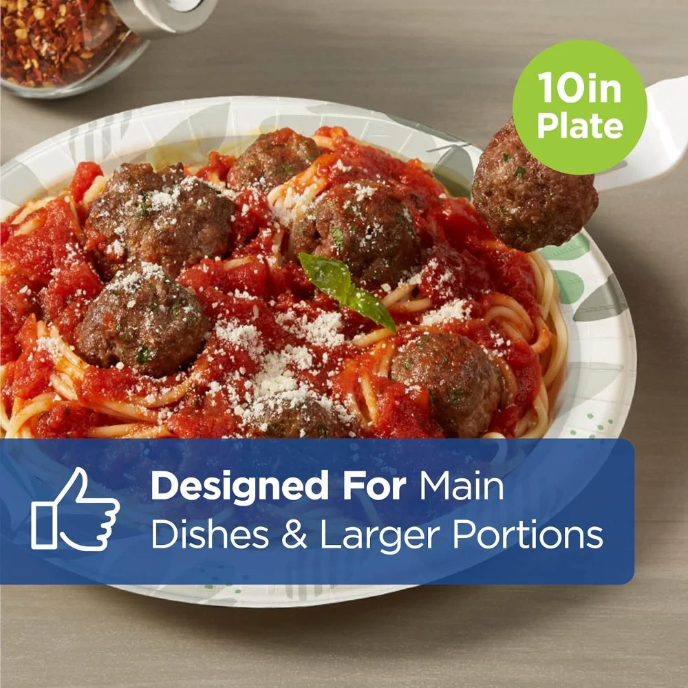 10 Inch Heavyweight Paper Plates Botanical Design Disposable Dinner Plates 500 Count Household Supplies