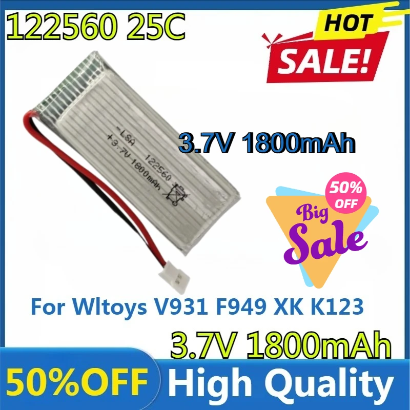 

For Wltoys V931 F949 XK K123 6Ch RC Helicopter Spare Parts 3.7V 1800mAh 25C LiPo Battery with Battery