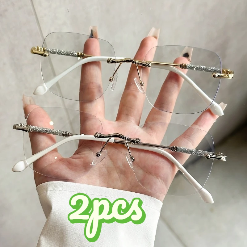 1/2pcs Premium Women Metal Frame Glasses, Unique Gorgeous Design, Color‑Changing Lenses for Outdoor & Decor Use