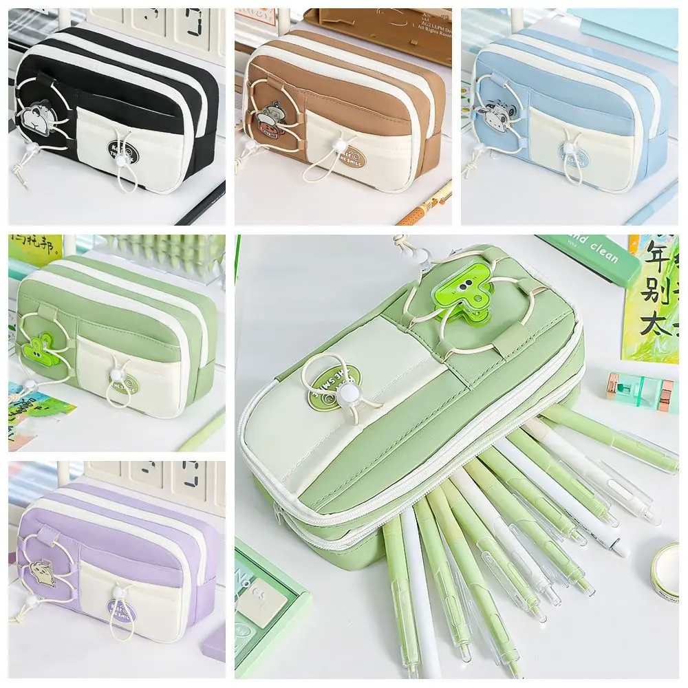 Astucci Panda di grande capacità Astuccio portatile multifunzionale per cartoni animati con tasca frontale Borsa portaoggetti per cancelleria Panda