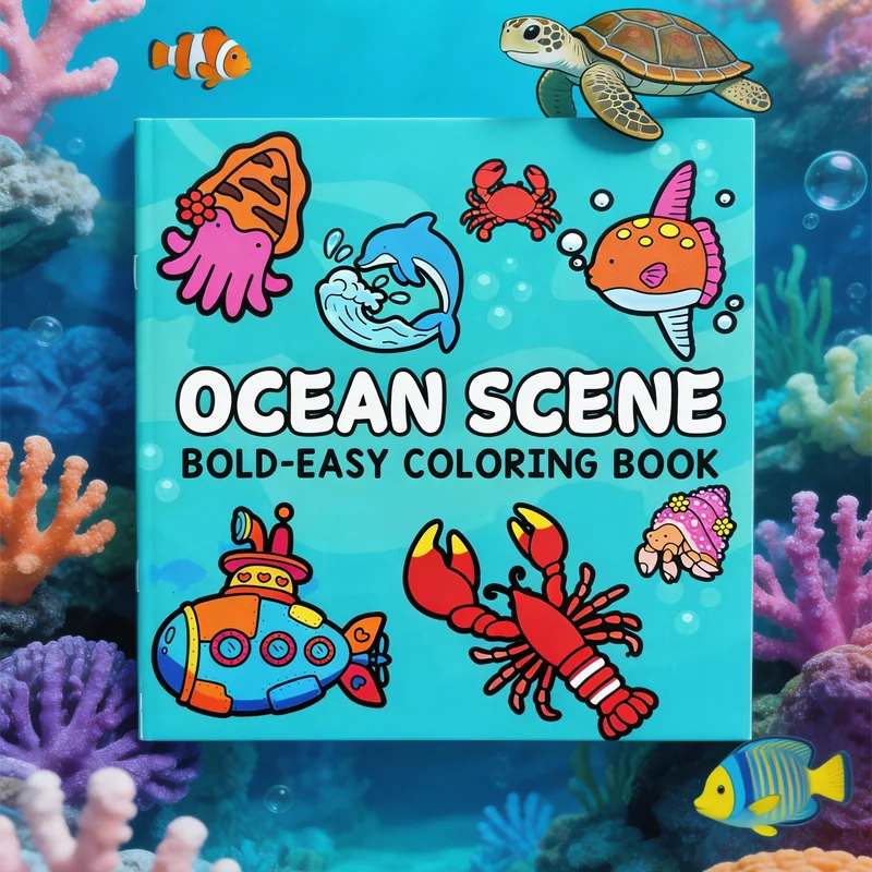 Drawing Book with Ocean Themed Patterns, Ocean Animal Coloring Drawing Book,Clear Lines and Exquisite Patterns
