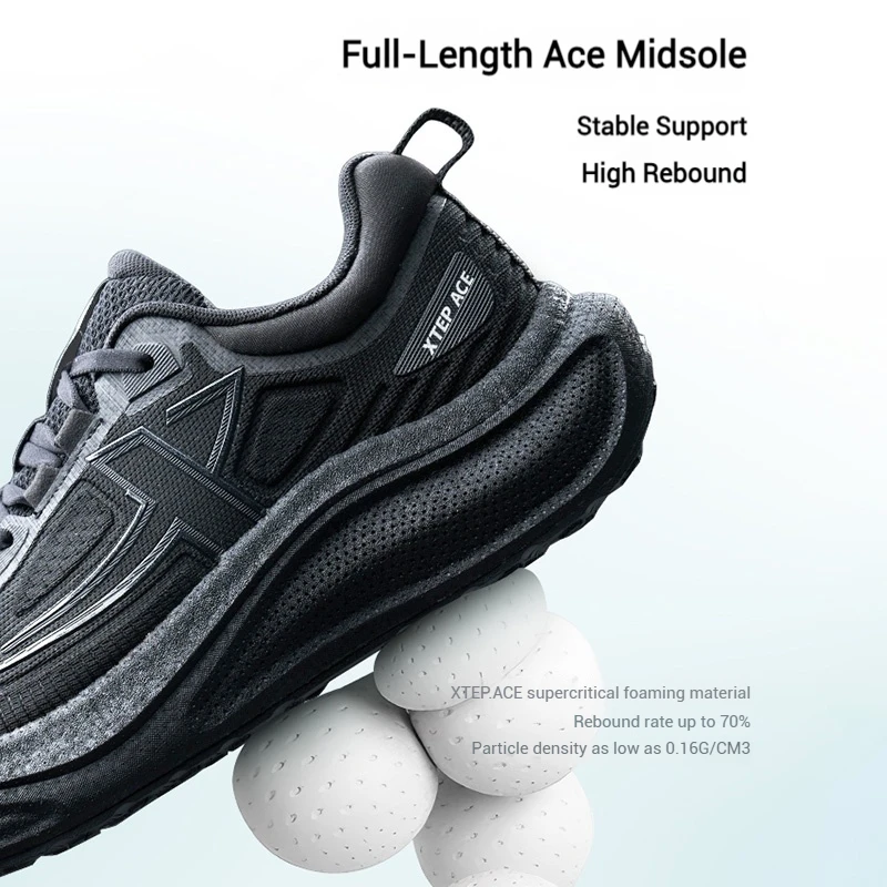 Xtep VOZMAX Running Shoes For Men 2024 Winter Breathable Sports Shoes Shock Absorption Sneakers 876419110005