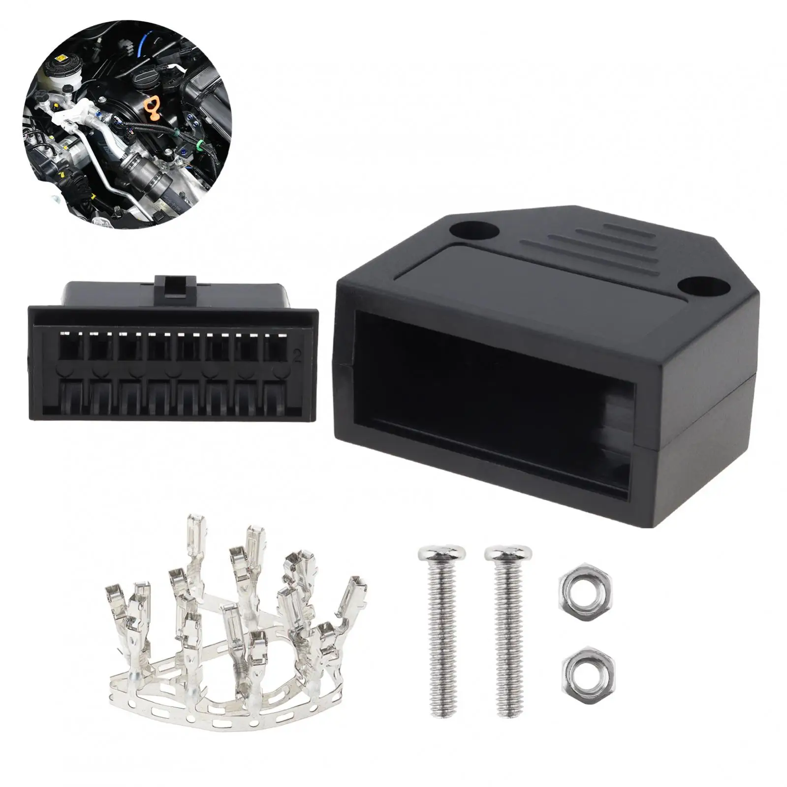 OBD-II 16Pin Female Angle Opening Line Connector Female Wire Sockets Connector Plug with Shell and Terminals