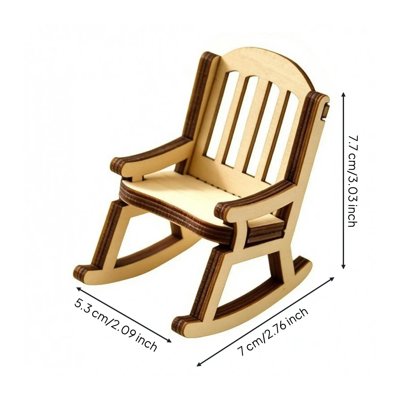Dollhouse Miniature Rocker Wooden Toy Chair Small 1 12 Scale Furniture for Dollhouse Décor or Scene Props