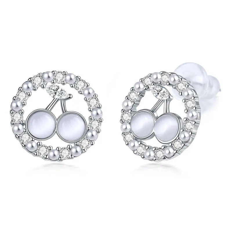 Shevalue 925 Ayar Gümüş Küpe Kiraz Saplama Küpe Kadınlar için Lüks Moda Sevimli Yıldız Piercing Takı Aksesuarları Hediye