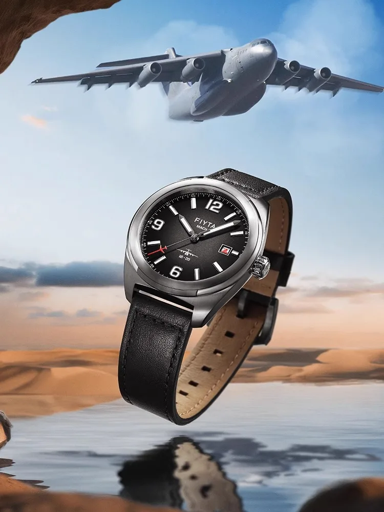 ساعات ميكانيكية أوتوماتيكية من Fiyta للرجال، ساعات رجالية عصرية مقاومة للماء بطول 100 متر من كريستال الياقوت المقاوم للصدأ