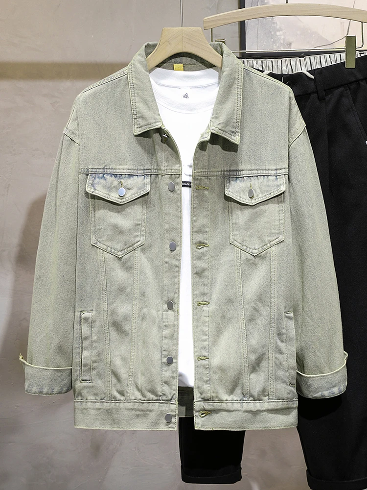 

Ретро американский желтый грязевой модный брендовый мужской джинсовый тюнер весенне-осенний воротник с отложным воротником Ne Sli рабочая одежда Jaet