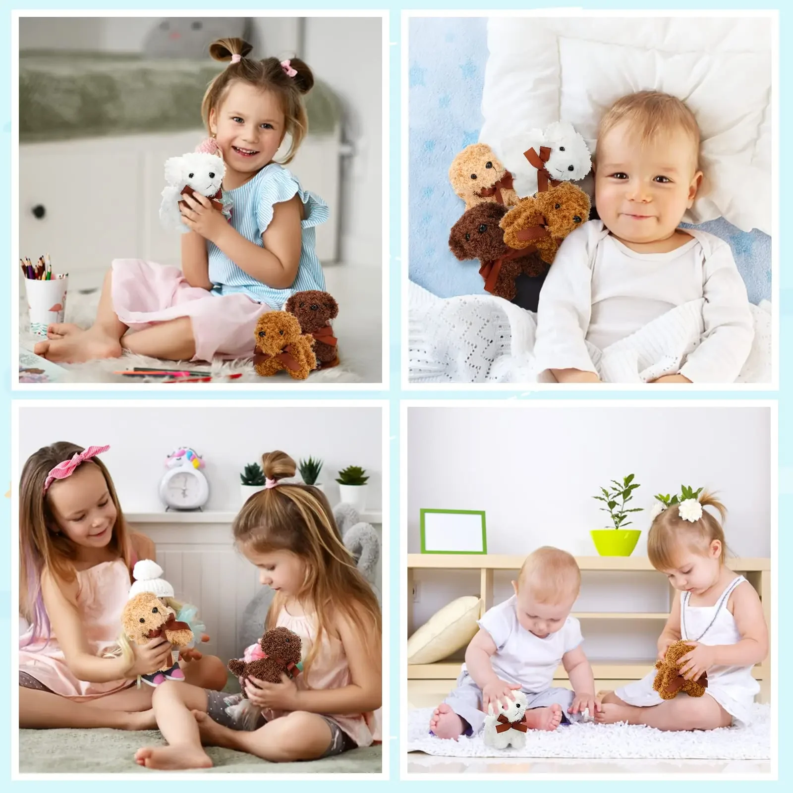 4-24 mini cães de pelúcia em brinquedo de pelúcia em massa favorece filhotes como enchimentos de saco de presente