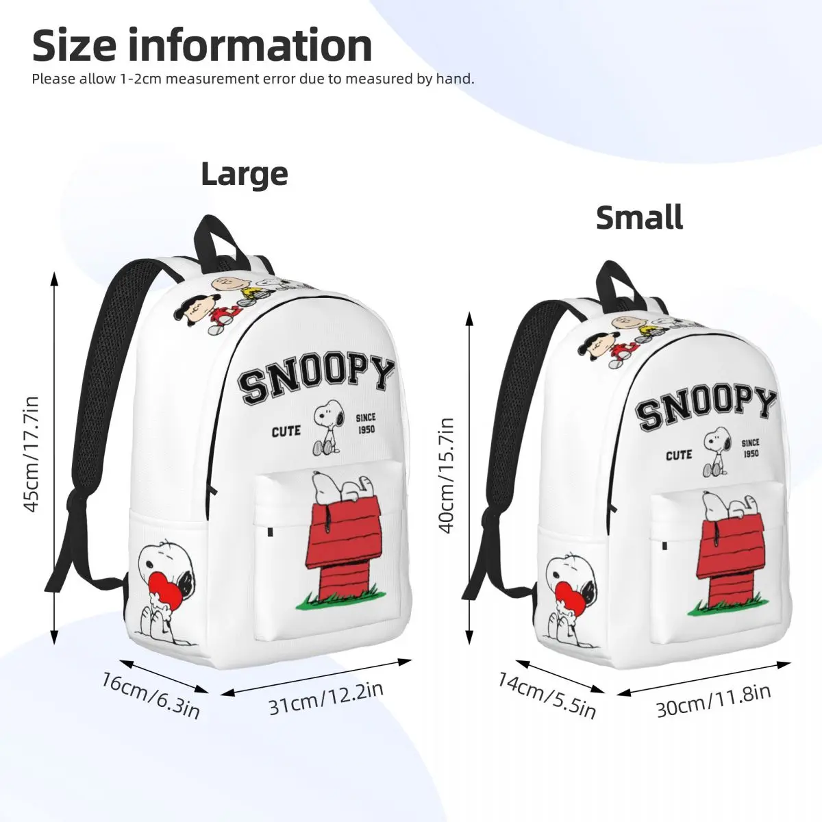 Niedliche lustige Cartoon Snoopy Merch Rucksäcke für Schüler Schult asche Jungen Mädchen Erdnüsse Comic Merch Druck Tages rucksack Reisetasche