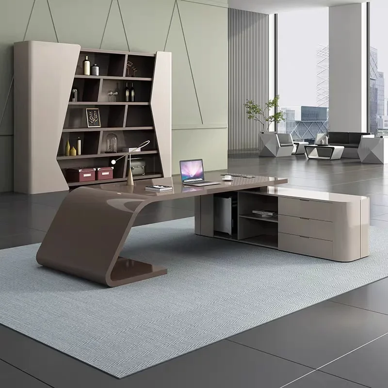 K Painted blue desk modern minimalist female president office high-end atmosphere manager office desk and chair