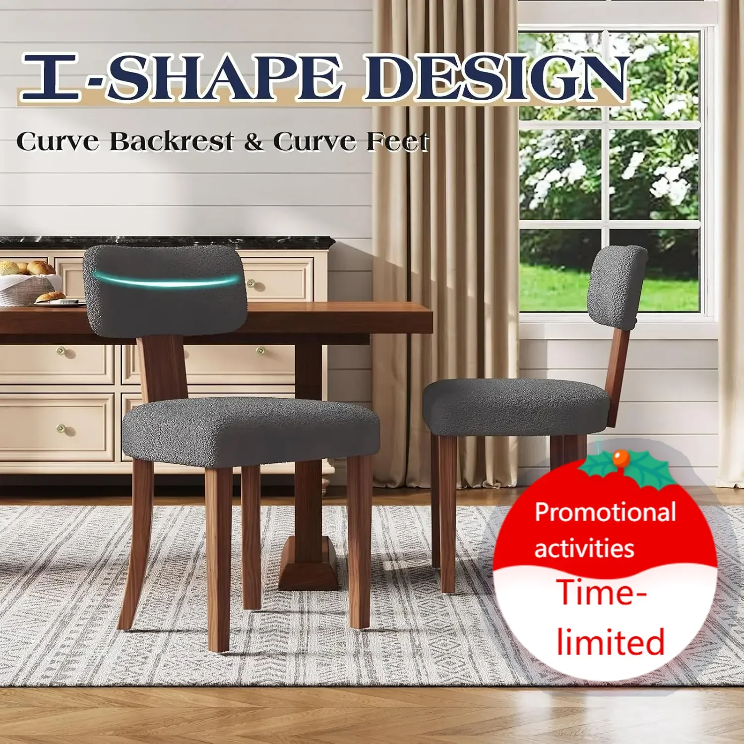 

Горячая распродажа: Комплект из 4 обеденных стульев в стиле середины века, с обивкой из шерпы, изогнутой спинкой и регулируемыми ножками для кухни