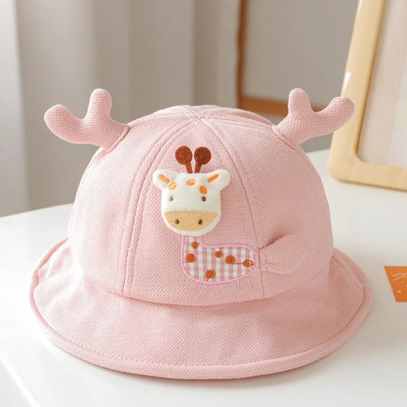 New Baby Bucket Hat With Ears Cute Cartoon Animals Baby Boy Girl Sun Cap Infant Toddler Fisherman Hat