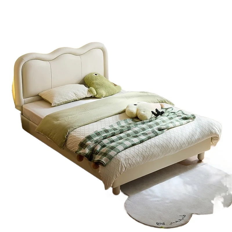

Детская спальня кожаное изголовье 1,2м детская кровать мебель для спальни с лампой