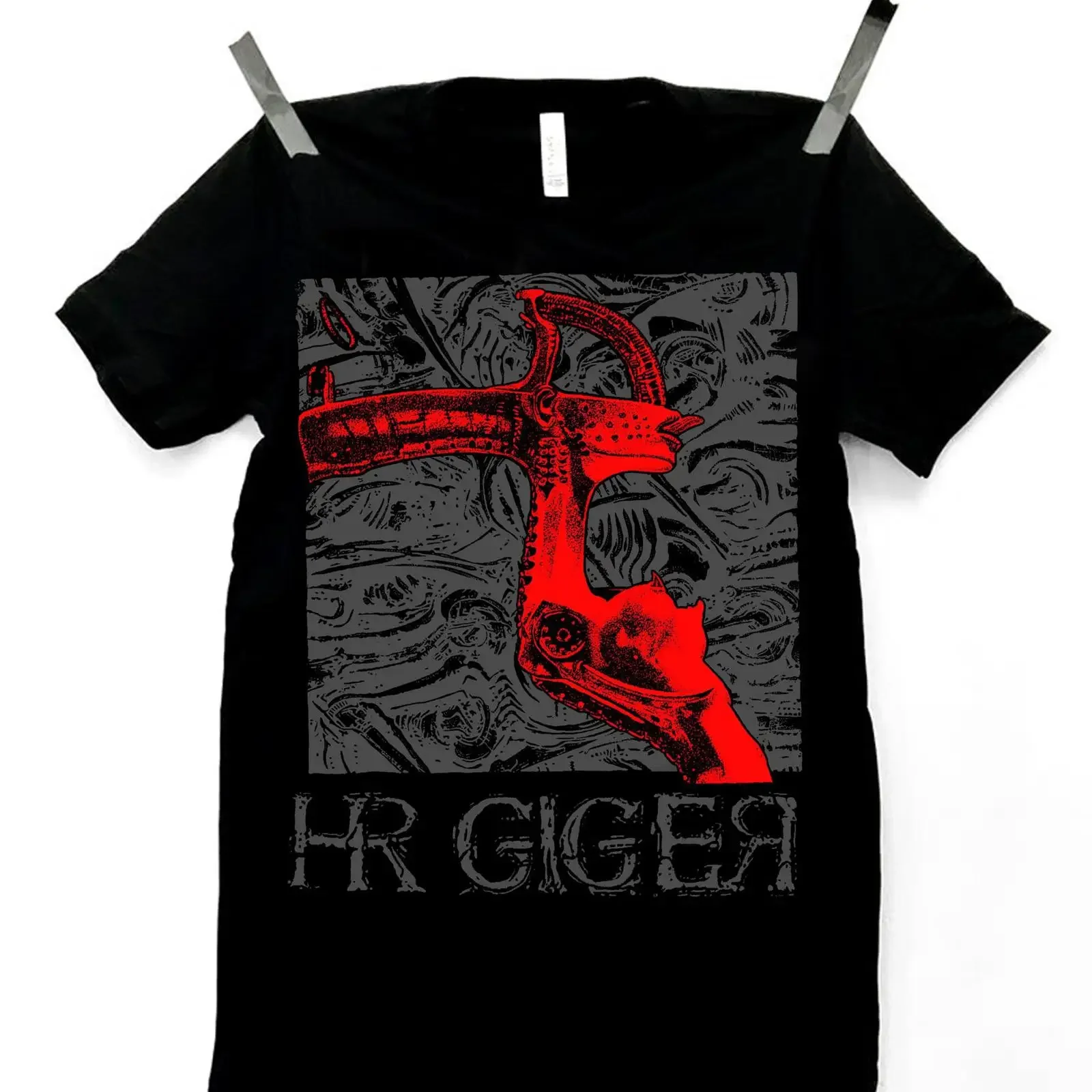 HR GIGER inspired Microphone Stand Biomechanical vintage Washed Versatile Top For Everyday Wear designer clothes graphic Casual