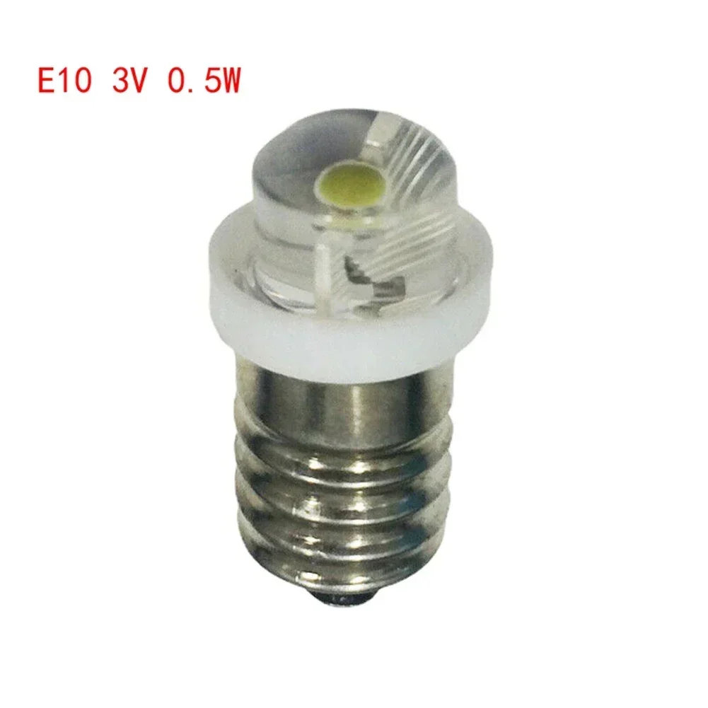 Long-Lasting 0.5W E10 LED Bulb DC 3V/4.5V/6V 6000K Color Temperature White Light Color 180° Beam Angle Camping Equipment