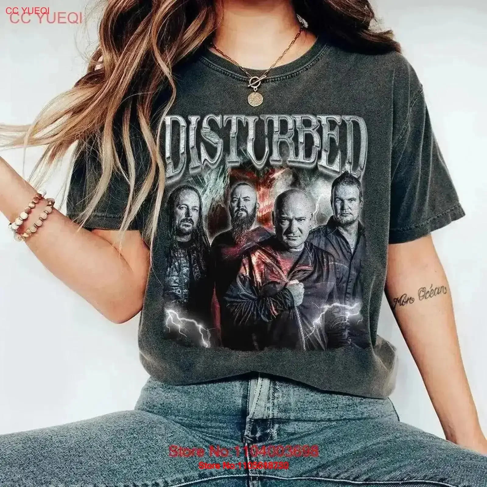 Disturbed Band Music T Shirt Pop Rock Vintage Retro 90s Style Washed graphic streetwear Comfortable Breathable vintage Washed