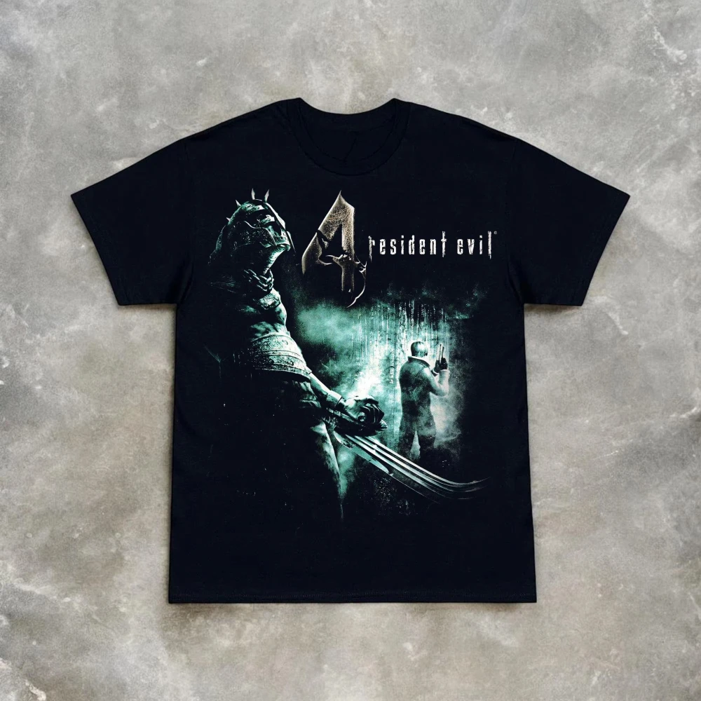 Camiseta Masculina Resident Evil 4, Leon S. Kennedy, Verdugo, Estampa de Jogo de Terror, Camiseta de Algodão para Casal