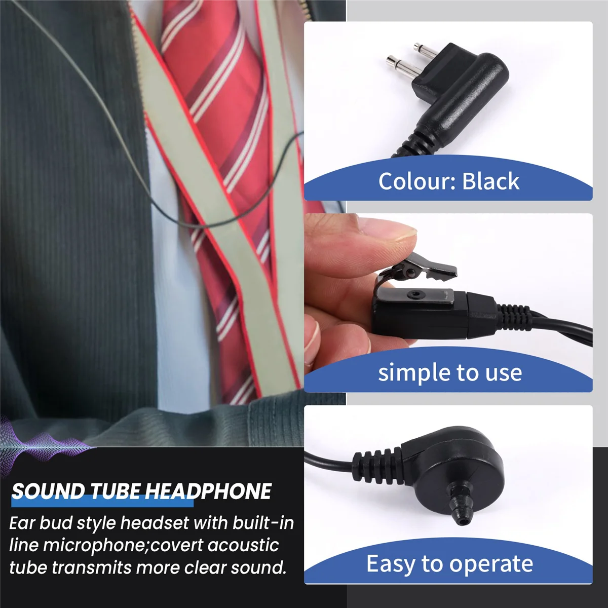 2 حزمة مكتب التحقيقات الفيدرالي نمط 2Pin السرية الصوتية سماعة أذن بأنبوب Ptt سماعة لموتورولا 2 طرق راديو GP88S GP300 GP68 GP2000 GP88 GP3188 CP0